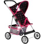 Poussette jouet - kinderplay - kp0280r - noir / rose - 56cm - pour fille  partir de 3 ans