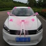 King kit de d�coration pour voiture mariage luxe rose - blanc 11 pi�ces voiture de mari�s bouquet fleurs ...