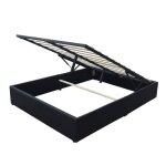 Lit coffre - loris - 90x190 cm - noir - montage rapide - 12 lattes en mdf