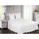 King size couvre lit boutis 100% coton 260x260cm avec 2 taies piquage vague couleur blanc. King size couvre lit boutis 100% coton 260x260cm avec 2 taies piquage vague couleur blanc.