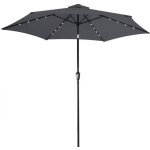 Kingsleeve parasol de jardin extrieur led solaire 270cm anthracite pare - soleil inclinable avec manivelle ...
