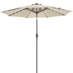 Kingsleeve parasol de jardin extrieur led solaire 300cm crme pare - soleil inclinable avec manivelle ...