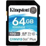 Kingston sdg3 - 64gb carte mmoire sd card ( 64gb sdxc canvas go plus 170r c10 uhs - i u3 v30 )[113]