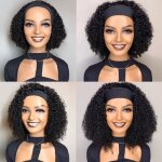 Kinky curly - 16 pouces - perruque bandeau brsilienne naturelle crpue boucle sans colle facile  utilise ...