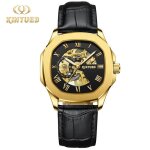 Kinyued new classic hollow tourbillon automatique m�canique montre homme - bracelet en cuir de haute ...
