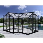 Kiosque de jardin en verre 115m 373x373x232m avec socle noir dancover serres