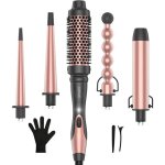 Kipozi - fer  friser 5 en 1 professionnel en cramique - 5 diamtres interchangeables - rose