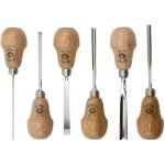 Ensemble de ciseaux de sculpteur - kirschen - 5696000 - manche en ch�ne - lot de 6 - marron