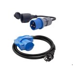 Kit 2 adaptateurs fiche cee (16 a) a prise schuko - cee / schuko femelle camping - car caravane roulotte ...