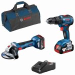 Kit 2 outils bosch gsr / gws / gks / gsa / gst + 2 x batterie 18v 4. 0ah li - ion - 0615990m4a