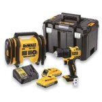 Dewalt - kit 2 outils xr 18v 2ah li - ion : perceuse visseuse compact brushless + gonfleur - dck2067d2t ...