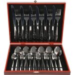 Kit de 24pcs de vaisselle - haopyou - menagere - couvert acier inox. - blanc - 24 pices