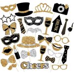 Kit de 30 accessoires pour photomaton : paillettes paillettes bal de promo anniversaire moustache rouge ...