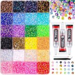 Kit de 32�000 strass multicolores en r�sine de 3 mm - strass � dos plat �tincelants avec 3 tubes de colle ...