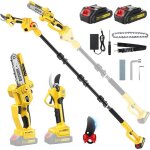 Kit 4 - en - 1 mini tron�onneuse & s�cateur sur perche 1000w brushless 2�2ah port�e 42 m sans fil