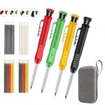Kit 4 crayons charpentier trou profond - 24 mines 2. 8mm - porte mine chantier taille - crayon - marqueur ...