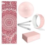 Kit 5 accessoires de yoga kitwell - 500 rose tapis bloc fitball sangle dexercice wheel - fitfiu fitness ...