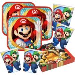 Kit de fte - mario - 52 pices - assiettes et gobelets - gourde incluse - dcoration anniversaire