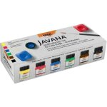 Peinture sur tissu - kreul - javana - kit 6 x 20 ml - couleurs de base -  base deau - lavable jusqu ...