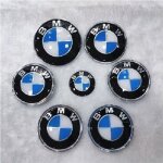 Kit dembl�mes - bmw - 7 badge logo carbone - 82mm capot - 74mm coffre - 68mm cache moyeu