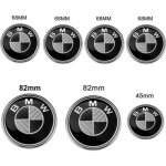 Kit 7 pcs bmw logo / embleme / badge carbone noir et blanc 82mm + 82mm