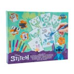 Kit 7 stylos pulverisateurs a souffler et 6 pochoirs stitch - feutres spray pens blo aerographe - dessin ...