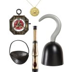 Kit accessoires pirate - crochet - boussole - longue - vue - cache - oeil - collier