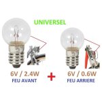 Kit ampoule velo avant arriere 6v 0. 6w 2. 4w dynamo universel feu lampe ville vintage eclairage