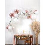 Kit arche de 70 ballons rose gold avec eucalyptus et roses - rose Kit arche de 70 ballons rose gold avec eucalyptus et roses - rose