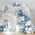Kit arche ballon anniversaire bleu et blanc - 113 pi�ces arche de ballon avec ballon blue et blanc ballons ...