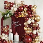 Kit arche ballons bordeaux et or 109 pi�ces guirlande bourgogne beige or rouge bordeaux kit de survie ...