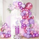 Kit arche ballons violet rose qifu 113 pi�ces anniversaire rose violet ballon bobo pour fille violet ...