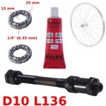 Kit axe de roue arriere 10 x 136 mm + roulement + graisse velox cage a bille moyeu velo vtt fixie vintage ...