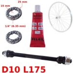 Kit axe de roue arriere 10 x 175 mm + roulement 1 / 4 + graisse velox cage a bille moyeu velo vtt fixie ...