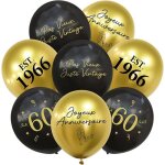 Kit ballons d�coration anniversaire 60 ans noir et or 24 pi�ces joyeux anniversaire kit de survie