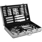 Kit barbecue 27 pi�ces inox avec mallette aluminium ensemble outils bbq avec brochettes et brosses