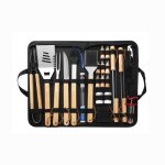 Kit barbecue - haute qualit� - acier inoxydable - 25 pi�ces - marron - ustensiles de grill
