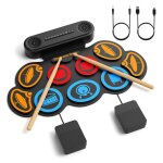 Kit de batterie �lectrique9coussinets enroulables pour enfants2 haut - parleurs & 2 p�dalespliableprend ...