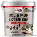 Kit beton cire exterieur : pour sol mur terrasse balcon escalier 2 m� (en 2 couches) - chartreux - gris ...