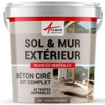 Kit beton cire exterieur : pour sol mur terrasse balcon escalier - 2 m� (en 2 couches) vison gris beige ...