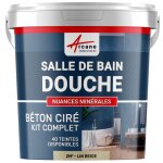 Kit b�ton cir� - murs salle de bains douche italienne 2 m� (en 2 couches) - lin beige