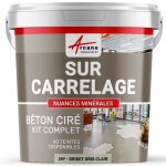 Beton cire carrelage pour sols et murs - kit beton cire sur carrelage 2 m (en 2 couches) - griset gris ...