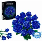 Kit de bouquet de fleurs 12 roses bleues artificielles collection botanique jeu de construction �ducatif ...