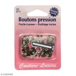 Kit bouton pression - couture loisirs - 11 mm - blanc - 6 pcs - outils de pose inclus
