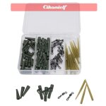 Kit de boutons - pression pivotants pour mat�riel de p�che � la carpe 80 pi�ces �merillons de p�che � ...