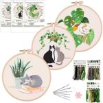 Kit de broderie au point de croix - zgeer - 3 pcs - couleurs vives - cadre en plastique - dbutants