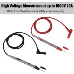 Kit de cble de test de sonde de multimtre universel 1000v / 20a avec pince crocodile pour multimtre ...