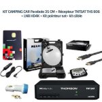 Kit camping car parabole 35 cm + rcepteur tntsat ths 806 + lnb hd4k + kit pointeur sat + kit cble