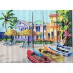 Kit canevas barques - marque inconnue - 15 x 20 cm - loisirs cr�atifs - toile canevas imprim� blanc