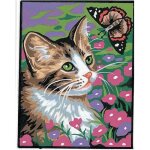 Kit canevas - margot - chat - 20x25cm - toile imprime - aiguille incluse